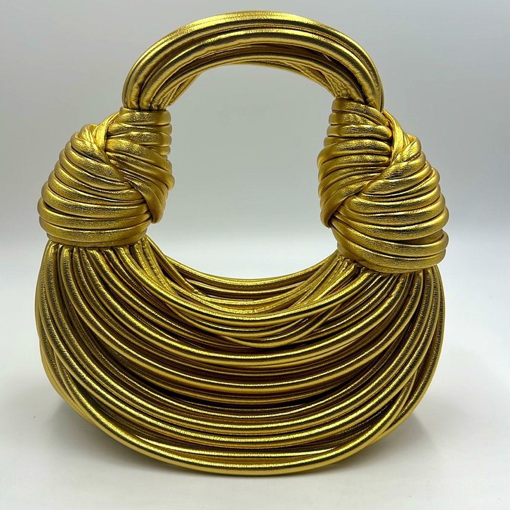 Woven Gold Rope Knot Noodle Satchel Bag